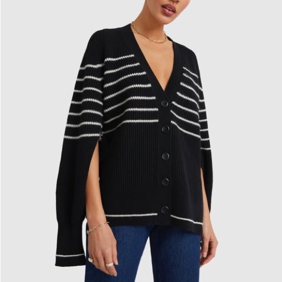 maria mcmanus Sweaters - Maria McManus split sleeve fisherman rib cashmere blend cape cardigan